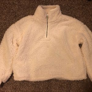 Womens White Fluffy Sweater Medium